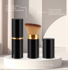 Retractable Kabuki Makeup Brush, Angled Face Powder Brush with Soft Synthetic Bristles, Portable Travel Foundation Brush for Blending, Contouring