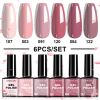 LIMEGIRL 6pcs Gel Polish Set 6 Vibrant Colors UV Gel NailPolish Red Blue Green Hema TMPTA TPO 3-free AllSeasons NailGel for Christmas Gift Women Girls
