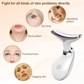 Face Massager Anti-Wrinkle Face Device 3 Modes 45°C Neck Lifting Massagers LED High Frequency Beauty Instrumen EMS Face Massage for Women (Color: White, Quantity: 1)